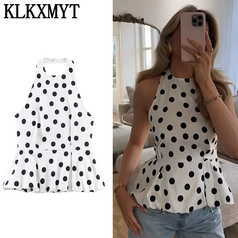 KLKXMYT Polka Dot Halter Tops Women Chic Elegant Slim Balloon Tops New 2026 Summer Holidays Dating Romantic Tank Top
KLKXMYT Polka Dot Halter Tops Women Chic Elegant Slim Balloon Tops New 2026 Summer Holidays Dating Romantic Tank Top