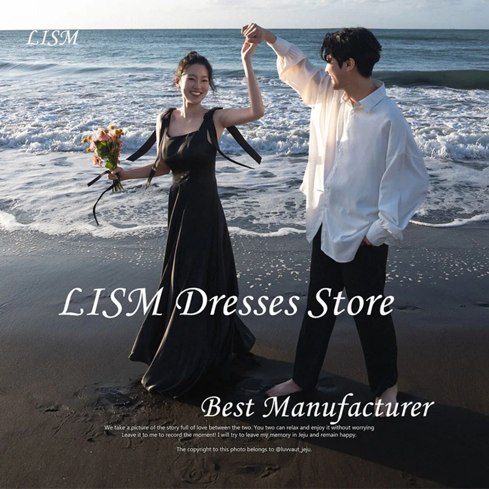 LISM Black Silk Satin Evening Dresses Korea Wedding Photo shoot Adjustable Straps Floor Length Formal Party Gowns Corset Back
LISM Black Silk Satin Evening Dresses Korea Wedding Photo shoot Adjustable Straps Floor Length Formal Party Gowns Corset Back
