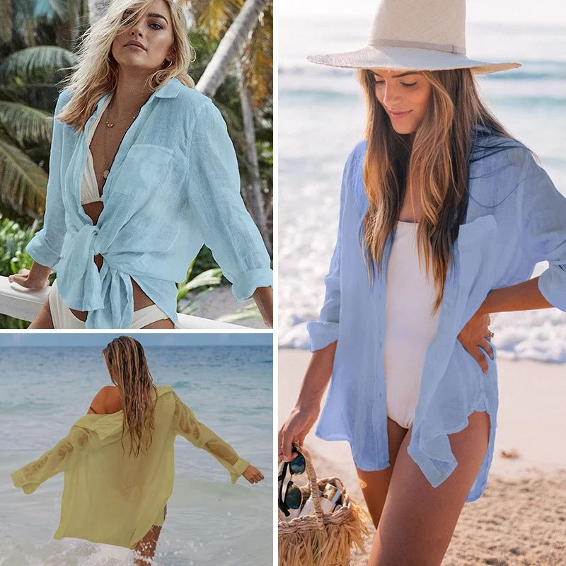 WrinkleResistant Beach Vaion Bikini Cover up irt Polyester Fiber High Waist SevrNineInchLength Polyestercotton Blouse
WrinkleResistant Beach Vaion Bikini Cover up irt Polyester Fiber High Waist SevrNineInchLength Polyestercotton Blouse