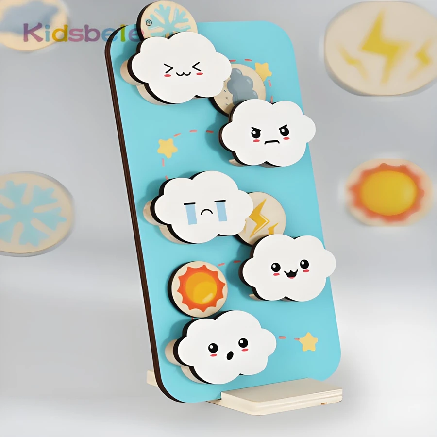 Toddlers Wooden Weather Emoji Sliding Track Toy Montessori Expression Sliding Toy Visual Tracking Concentration Training Game
Toddlers Wooden Weather Emoji Sliding Track Toy Montessori Expression Sliding Toy Visual Tracking Concentration Training Game