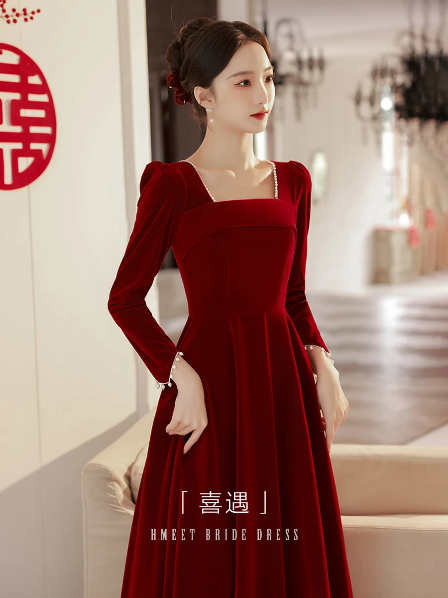 Velvet Wine Red Evening Dr for Women Simple Sle Wedding Dr Autumn Winter Slimming Cus-Made Dr Return Home Clothes
Velvet Wine Red Evening Dr for Women Simple Sle Wedding Dr Autumn Winter Slimming Cus-Made Dr Return Home Clothes