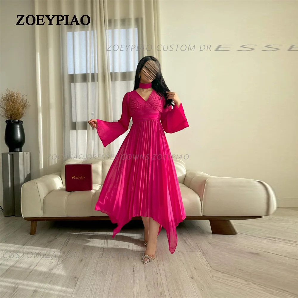 Hot Pink Elegant Gowns Evening Dress Party Dresses for Special Events A Line Chiffon Graduate High Neck Full Sleeves Prom Gowns
Hot Pink Elegant Gowns Evening Dress Party Dresses for Special Events A Line Chiffon Graduate High Neck Full Sleeves Prom Gowns