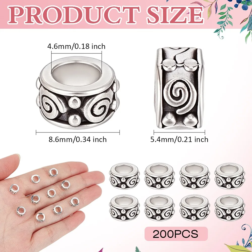 200Pcs Style Zinc Alloy Flat Round European Beads Silver 8.6x5.4mm Hole: 4.6mm
200Pcs Style Zinc Alloy Flat Round European Beads Silver 8.6x5.4mm Hole: 4.6mm