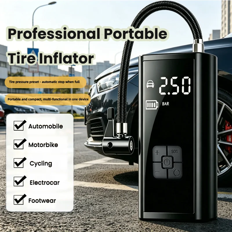 Smart inflatable portable car-mounted air pump with LED light digital display multi-function air pump outdoor emergency 150 psi
Smart inflatable portable car-mounted air pump with LED light digital display multi-function air pump outdoor emergency 150 psi