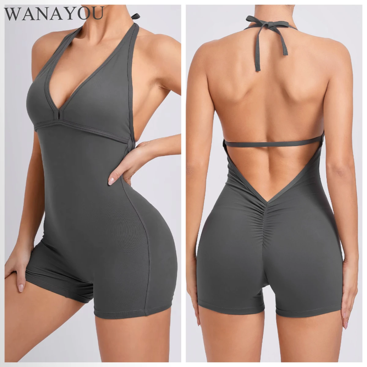 WANAYOU Backless Women Yoga Jumpsuit Halter Sports Bra with Pads V Pleated Gym Scrunch Shorts Deep V Workout Tracksuit Bodysuits
WANAYOU Backless Women Yoga Jumpsuit Halter Sports Bra with Pads V Pleated Gym Scrunch Shorts Deep V Workout Tracksuit Bodysuits