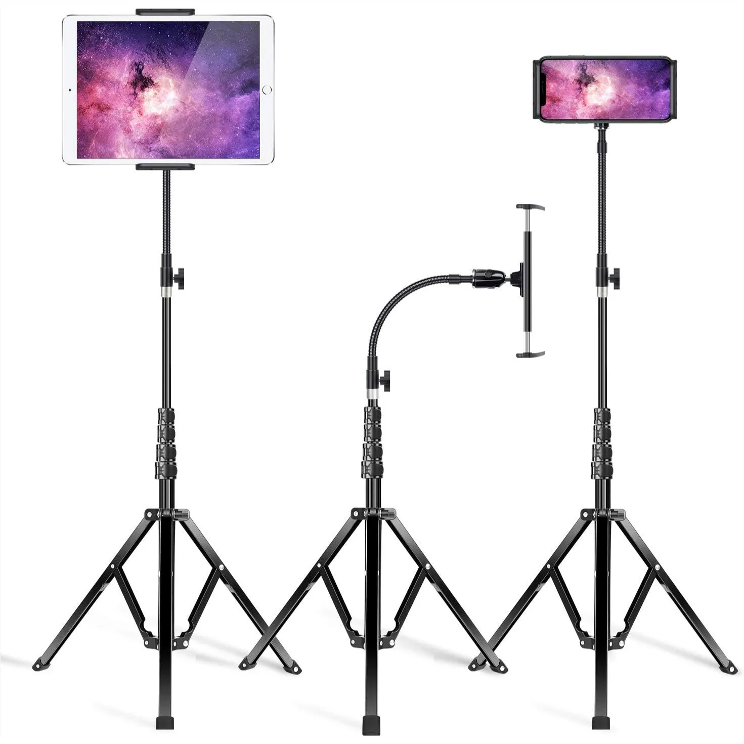 Heavy Duty Aluminum iPad Tripod Stand, 72’’ Gooseneck Tablet Floor Holder for Pro 12.9 11, Mini, Air, iPhone and 4.7-15.6”
Heavy Duty Aluminum iPad Tripod Stand, 72’’ Gooseneck Tablet Floor Holder for Pro 12.9 11, Mini, Air, iPhone and 4.7-15.6”