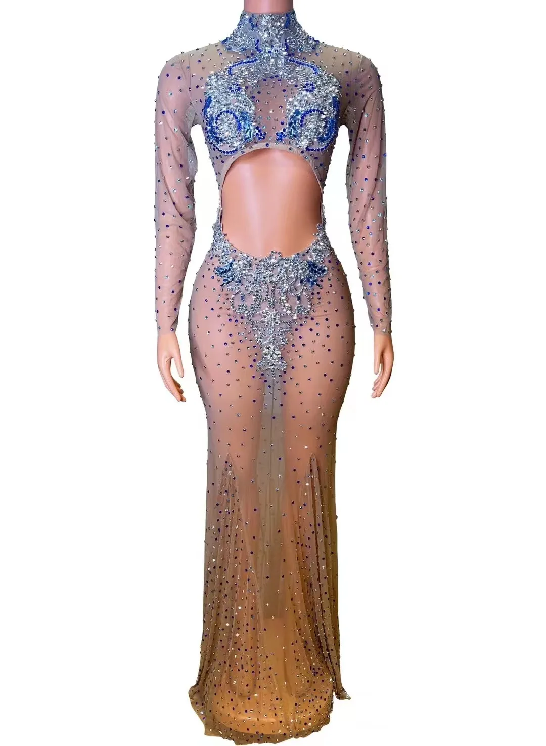 Sexy Brilliant Nightclub Bar Female Singer Full Diamond Mesh Perspective Hollow Long Sleeve Wrapped Hip Model Performance Dress
Sexy Brilliant Nightclub Bar Female Singer Full Diamond Mesh Perspective Hollow Long Sleeve Wrapped Hip Model Performance Dress