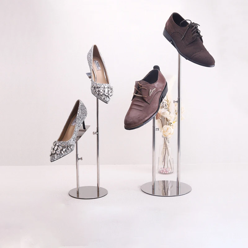 Shoe Display Stand for Retail Store Stainless Steel Height Countertop Double-Headed High Heel Shoe Display Riser Stand Rack
Shoe Display Stand for Retail Store Stainless Steel Height Countertop Double-Headed High Heel Shoe Display Riser Stand Rack