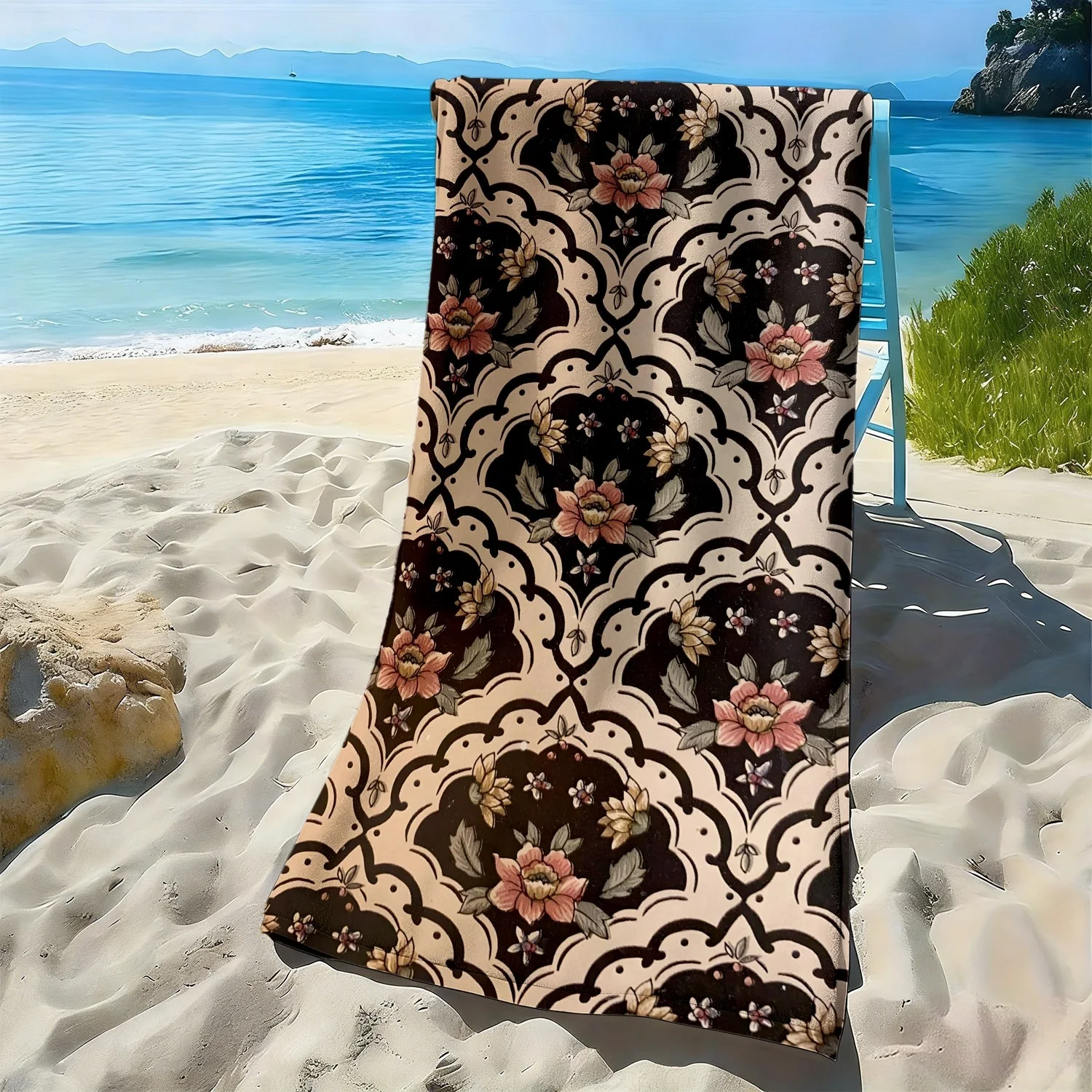 Retro and elegant floral wave pattern polyester microfiber beach towel is highly absorbent, suitable swimming and beach outings
Retro and elegant floral wave pattern polyester microfiber beach towel is highly absorbent, suitable swimming and beach outings