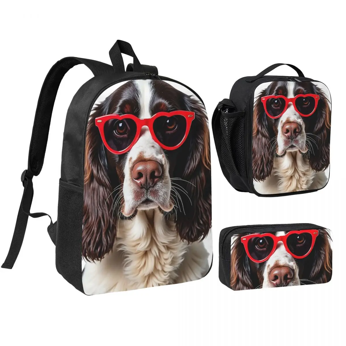 English Springer Spaniel Dog Wearing A Heart Shape Sunglasses Backpack BookBag School Bag 3ps Insulated Lunch Bag Pencil Case
English Springer Spaniel Dog Wearing A Heart Shape Sunglasses Backpack BookBag School Bag 3ps Insulated Lunch Bag Pencil Case