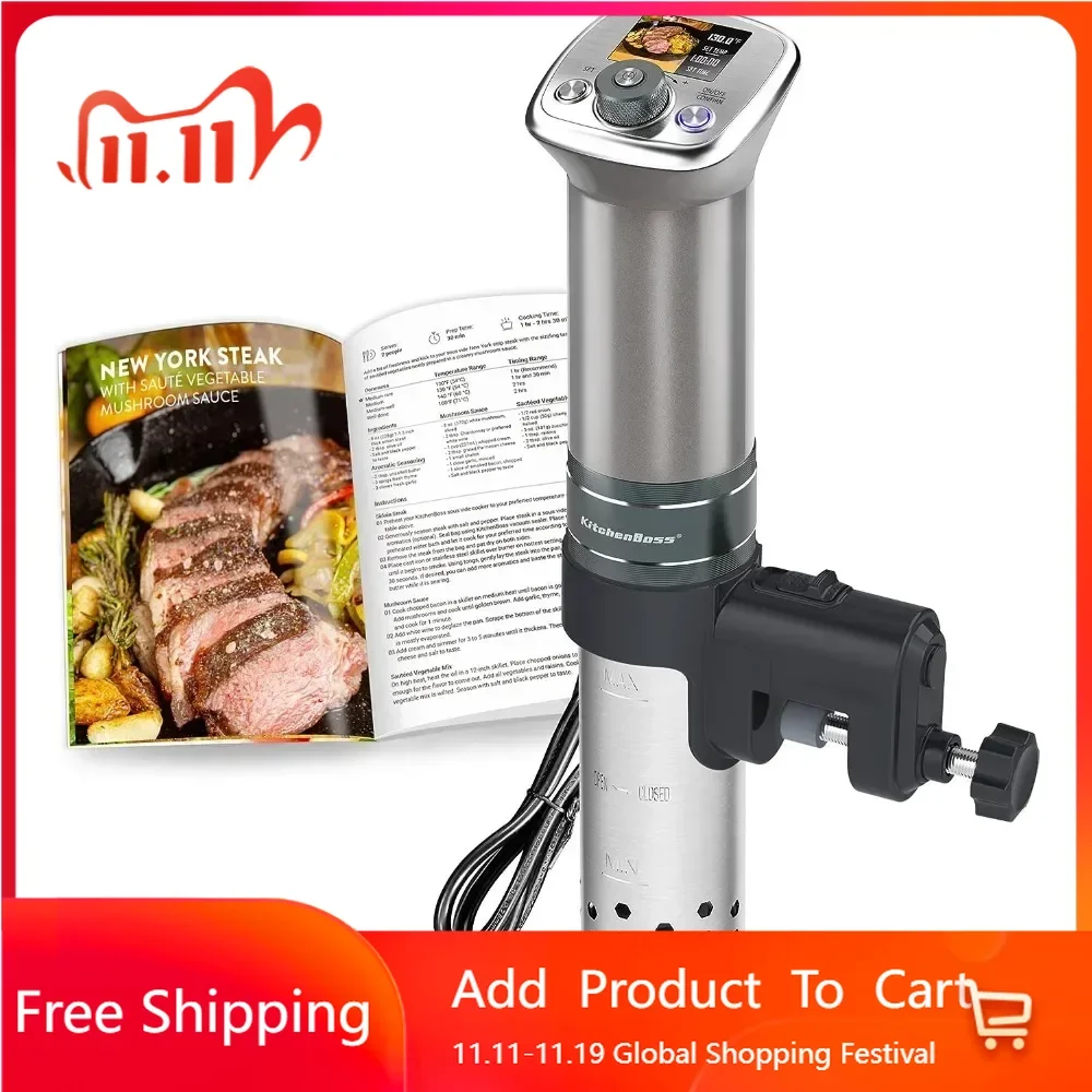 Sous-Vide Ultra-Quiet Built-in LCD Recipes IPX7 Waterproof circulator cooker Brushless DC motor 1100 Watts Immersion Circulator
Sous-Vide Ultra-Quiet Built-in LCD Recipes IPX7 Waterproof circulator cooker Brushless DC motor 1100 Watts Immersion Circulator