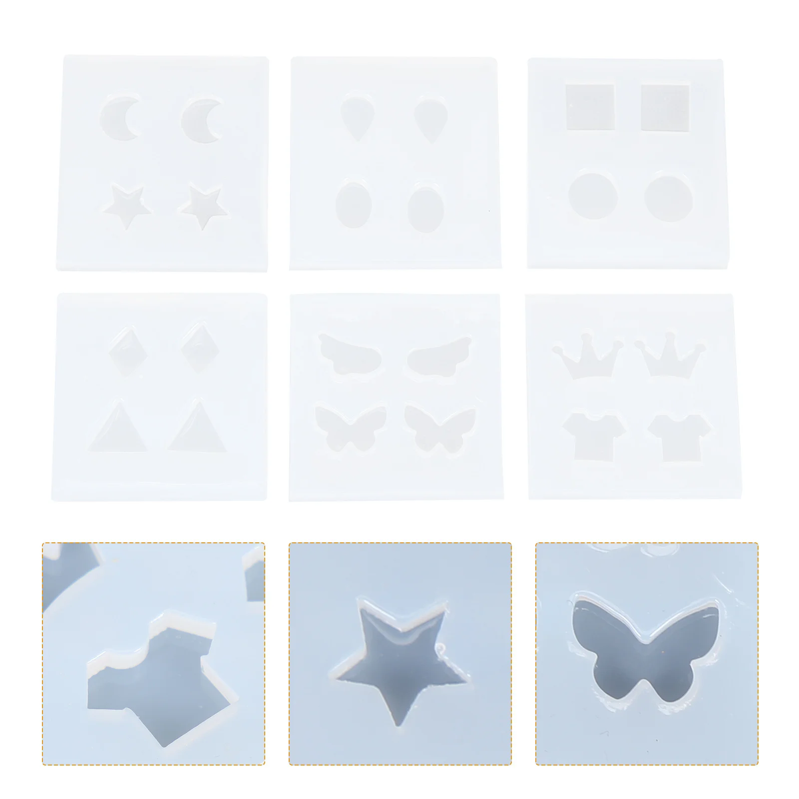 6Pcs DIY Epoxy Mold Silicone for Earrings Small Pendant Making Handmade Jewelry Craft Heat Resistant Non-Stick
6Pcs DIY Epoxy Mold Silicone for Earrings Small Pendant Making Handmade Jewelry Craft Heat Resistant Non-Stick