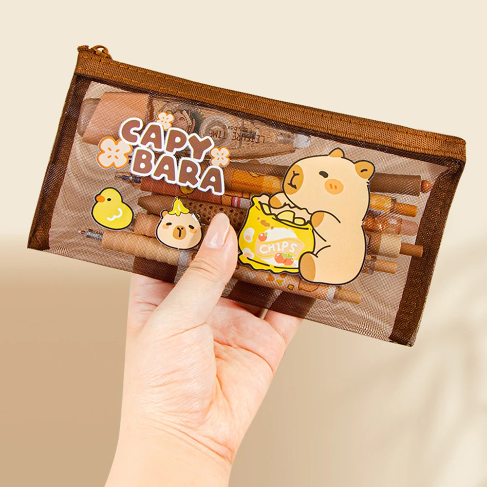 Мультяшный сетчатый пенал с капибарой, большая прозрачная сумка-карандаш, косметичка, портативный дорожный органайзер, сумка для хранения канцелярских принадлежностей
Мультяшный сетчатый пенал с капибарой, большая прозрачная сумка-карандаш, косметичка, портативный дорожный органайзер, сумка для хранения канцелярских принадлежностей