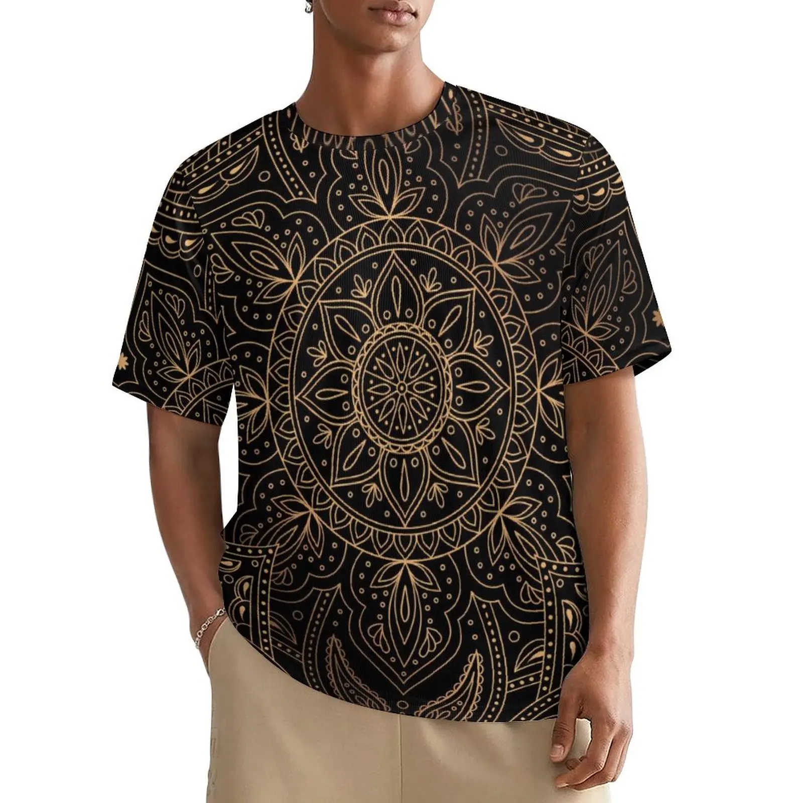 Gold Paisley T-Shirt Mandala Print Vintage T-Shirts Men Classic Tee Shirt Beach Short Sleeves Graphic Tees Plus Size
Gold Paisley T-Shirt Mandala Print Vintage T-Shirts Men Classic Tee Shirt Beach Short Sleeves Graphic Tees Plus Size