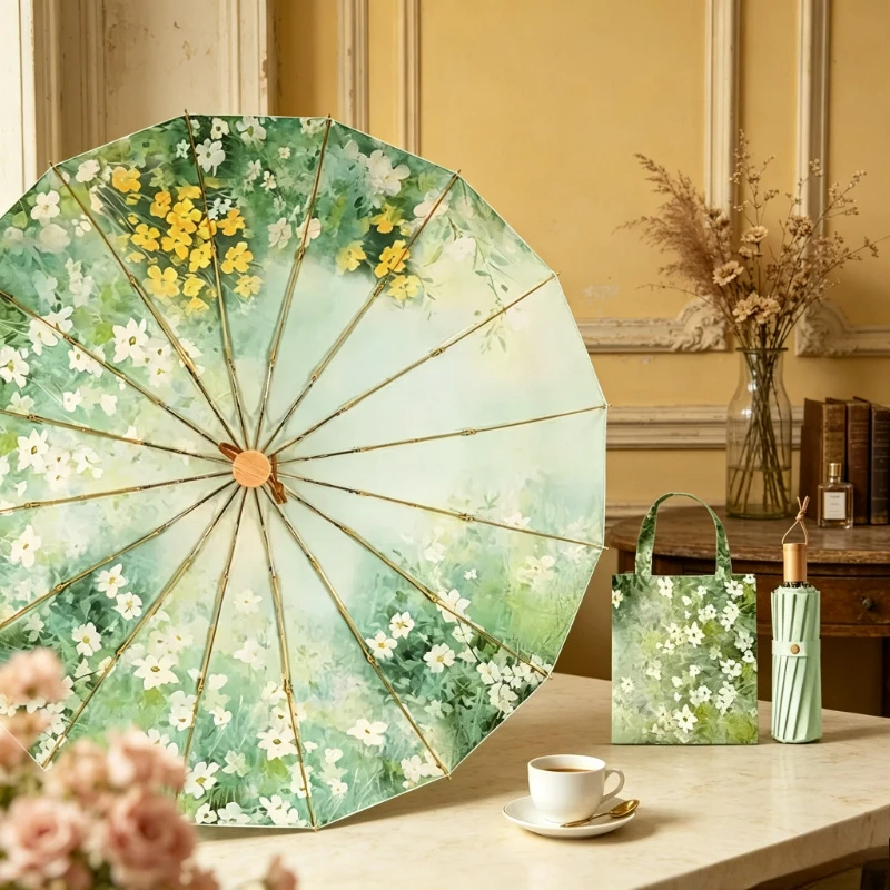 Chinese Style 16-Rib Folding Umbrella, Reinforced Windproof Compact Umbrella for Sun and Rain Protection with Colorful Coating
Chinese Style 16-Rib Folding Umbrella, Reinforced Windproof Compact Umbrella for Sun and Rain Protection with Colorful Coating