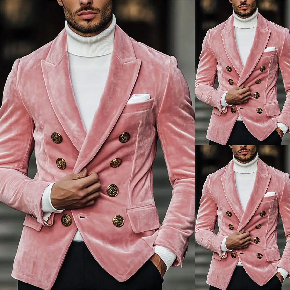 Casual Pink Wedding Tuxedos 1 Piece Set Jacket Double Breasted Men Suit Peaked Lapel Fashion Style Party Suits Customized
Casual Pink Wedding Tuxedos 1 Piece Set Jacket Double Breasted Men Suit Peaked Lapel Fashion Style Party Suits Customized