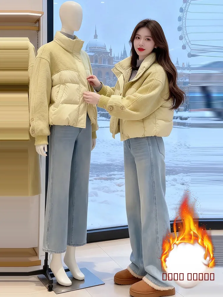 Warm Fce Lined Thiened ort Sle Stand Collar down Cotton Jaet Women's Commute Korean Version Loose Fit Outerwear
Warm Fce Lined Thiened ort Sle Stand Collar down Cotton Jaet Women's Commute Korean Version Loose Fit Outerwear