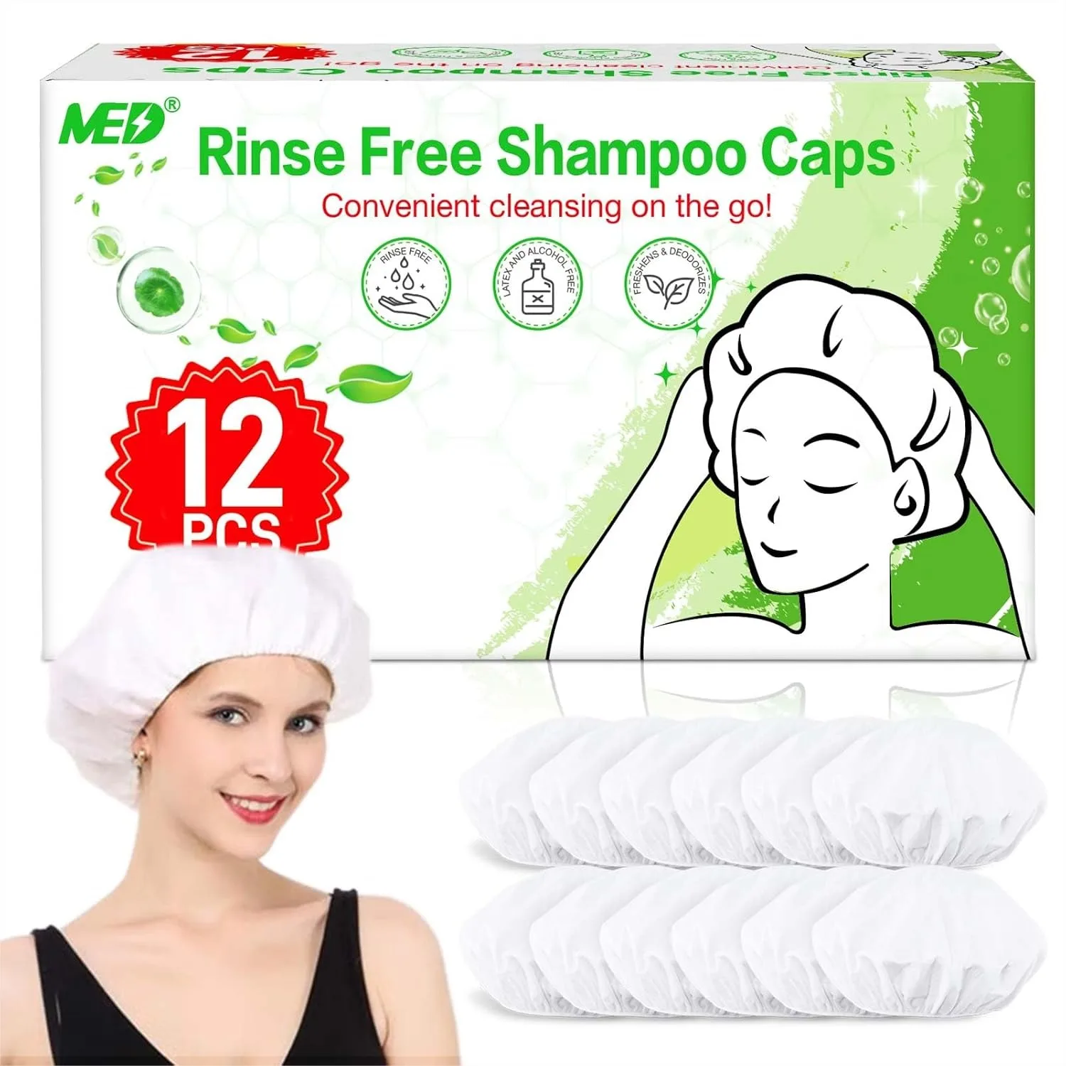 No Rinse Shampoo Caps 12 Pack Waterless Hair Washing Caps for Elderly Hospital Camping
No Rinse Shampoo Caps 12 Pack Waterless Hair Washing Caps for Elderly Hospital Camping
