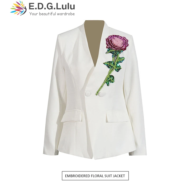 EDGLuLu Design Beaded Embroidery Flowers Blazer Jacket For Woman V-Neck Long Sleeved Black White Suit Jacket 2025 New
EDGLuLu Design Beaded Embroidery Flowers Blazer Jacket For Woman V-Neck Long Sleeved Black White Suit Jacket 2025 New