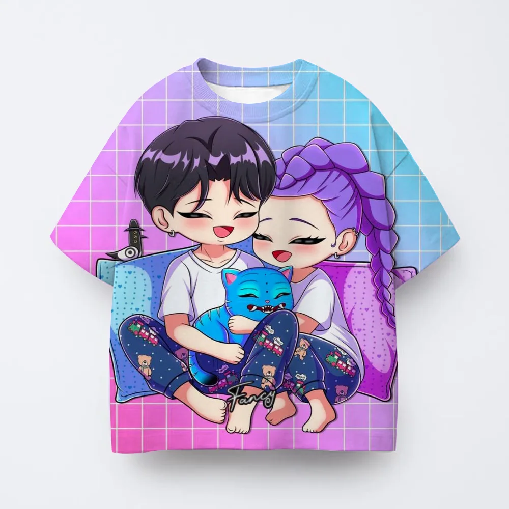 Cute Cartoon Saja Boys T-shirts Kpop Demon Hunters T Shirt Kids Boy Girl Summer Short Sleeve Round Neck Tops Children's Clothing
Cute Cartoon Saja Boys T-shirts Kpop Demon Hunters T Shirt Kids Boy Girl Summer Short Sleeve Round Neck Tops Children's Clothing