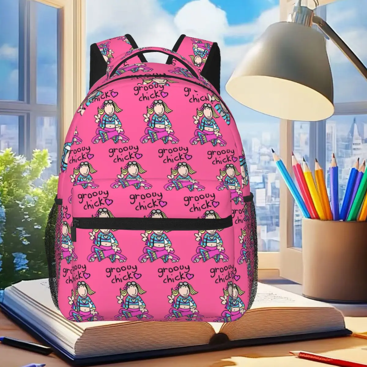 Groovy Chick Girls 2000s Y2K Vintage Backpack Student Boys Girls BookBag Children School Bag Computer Shoulder Bags Men Women
Groovy Chick Girls 2000s Y2K Vintage Backpack Student Boys Girls BookBag Children School Bag Computer Shoulder Bags Men Women