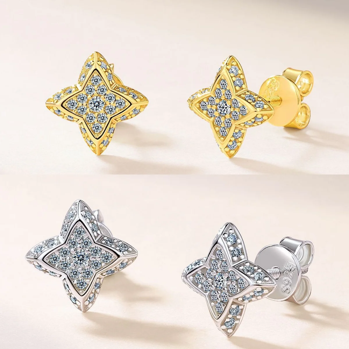 S925 посеребренные серьги из 18-каратного золота с муассанитом и бриллиантами, четырехлистные серьги с цветами 0,3 карата для женщин, подарок
S925 посеребренные серьги из 18-каратного золота с муассанитом и бриллиантами, четырехлистные серьги с цветами 0,3 карата для женщин, подарок