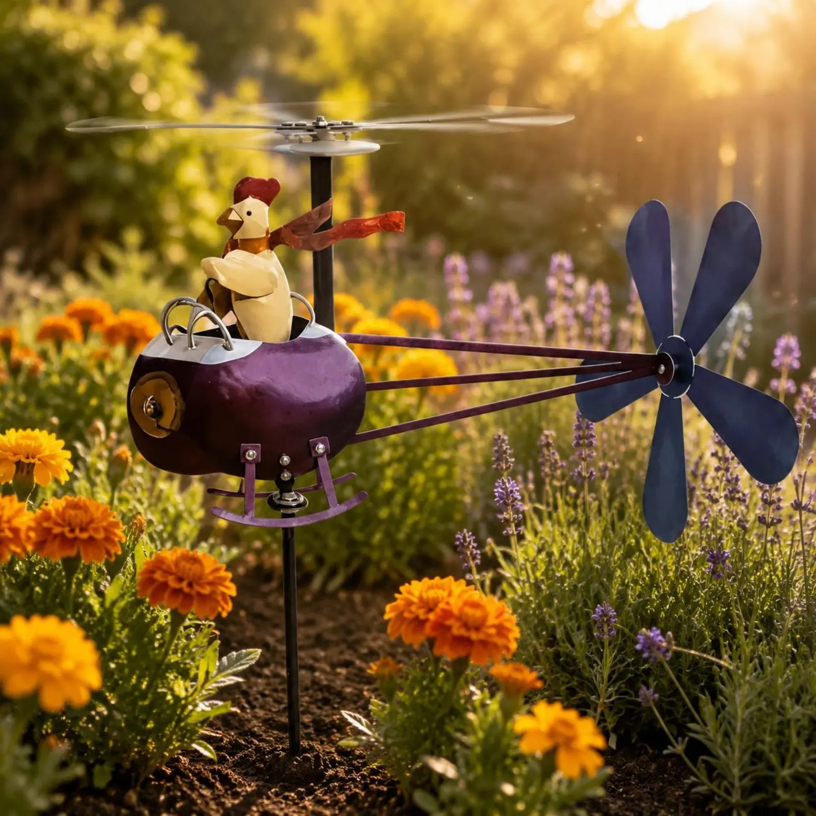 Helicopter Chicken Wind Rotator Weather-Resistant Chicken Helicopter Yard Decor Metal Wind Vane Ornament Easy Assembly for Patio
Helicopter Chicken Wind Rotator Weather-Resistant Chicken Helicopter Yard Decor Metal Wind Vane Ornament Easy Assembly for Patio