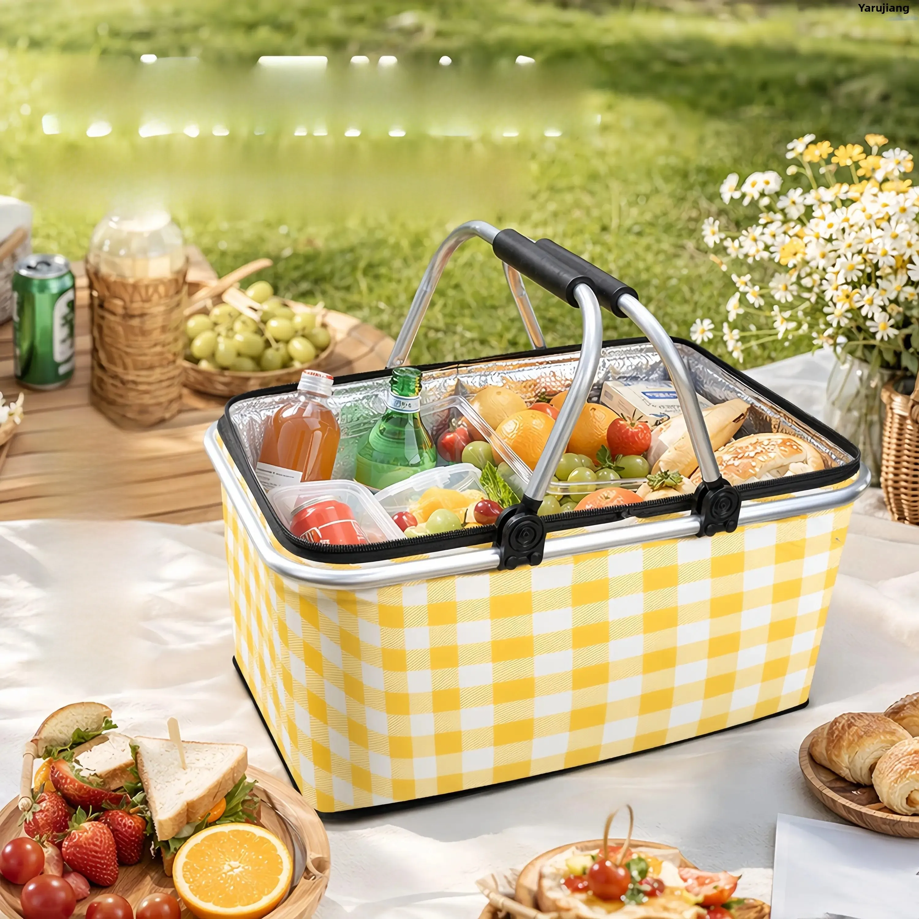 Outdoor Large Picnic Basket Thickened Aluminum Mold Cake Insulation Box Foldable Camping Basket Reusable Oxford Cloth Picnic Bag
Outdoor Large Picnic Basket Thickened Aluminum Mold Cake Insulation Box Foldable Camping Basket Reusable Oxford Cloth Picnic Bag
