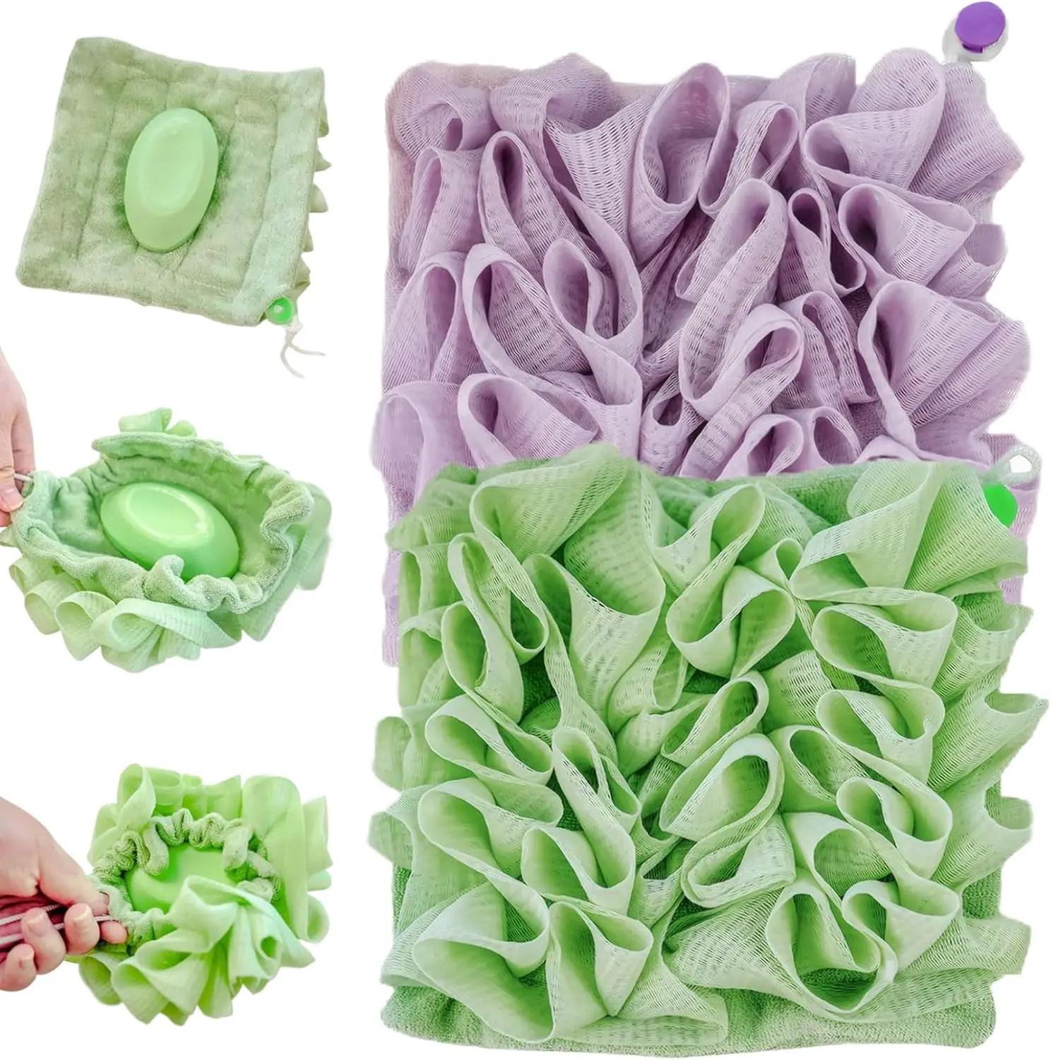 2PCS 2 in 1 Washcloth Loofah Combo,Loofah Fine Mesh Shower Loofah and Soap Storage Washcloth Bath,Sponge with Drawstring
2PCS 2 in 1 Washcloth Loofah Combo,Loofah Fine Mesh Shower Loofah and Soap Storage Washcloth Bath,Sponge with Drawstring