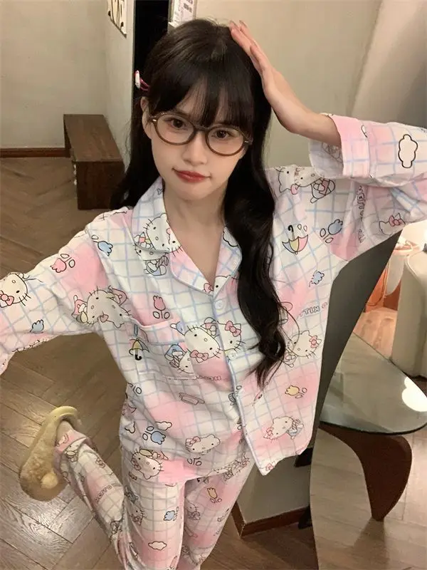2025 Hello Kitty Women's Pajama Set Kawaii Long Sleeve Loungewear Spring Autumn Homewear Sanrio Cartoon Sleep Clothing
2025 Hello Kitty Women's Pajama Set Kawaii Long Sleeve Loungewear Spring Autumn Homewear Sanrio Cartoon Sleep Clothing