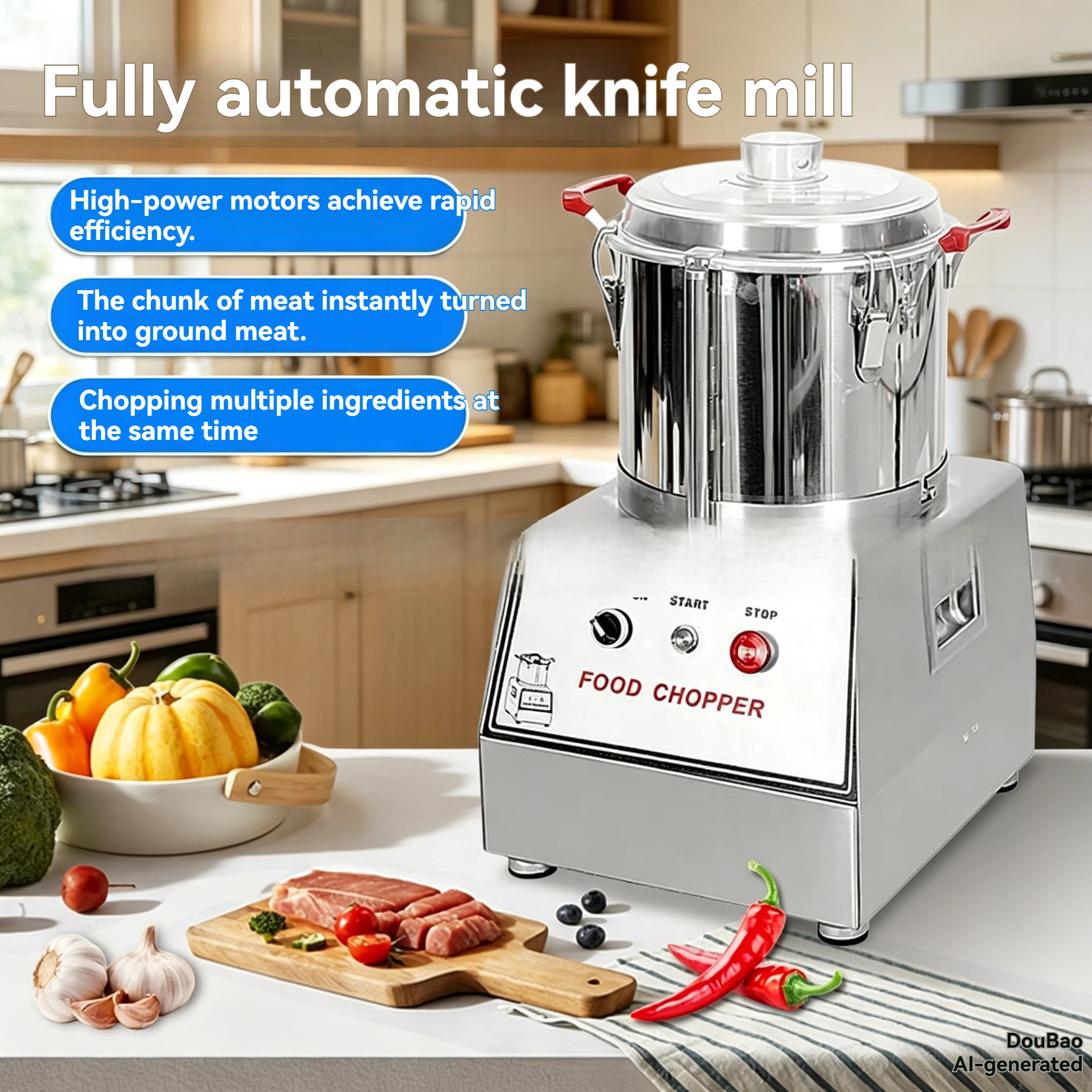 Commercial Multifunctional Food Grinder 5L Fully Automatic Chopping Machine for Meat Fruits Vegetables and Sauce Processing
Commercial Multifunctional Food Grinder 5L Fully Automatic Chopping Machine for Meat Fruits Vegetables and Sauce Processing