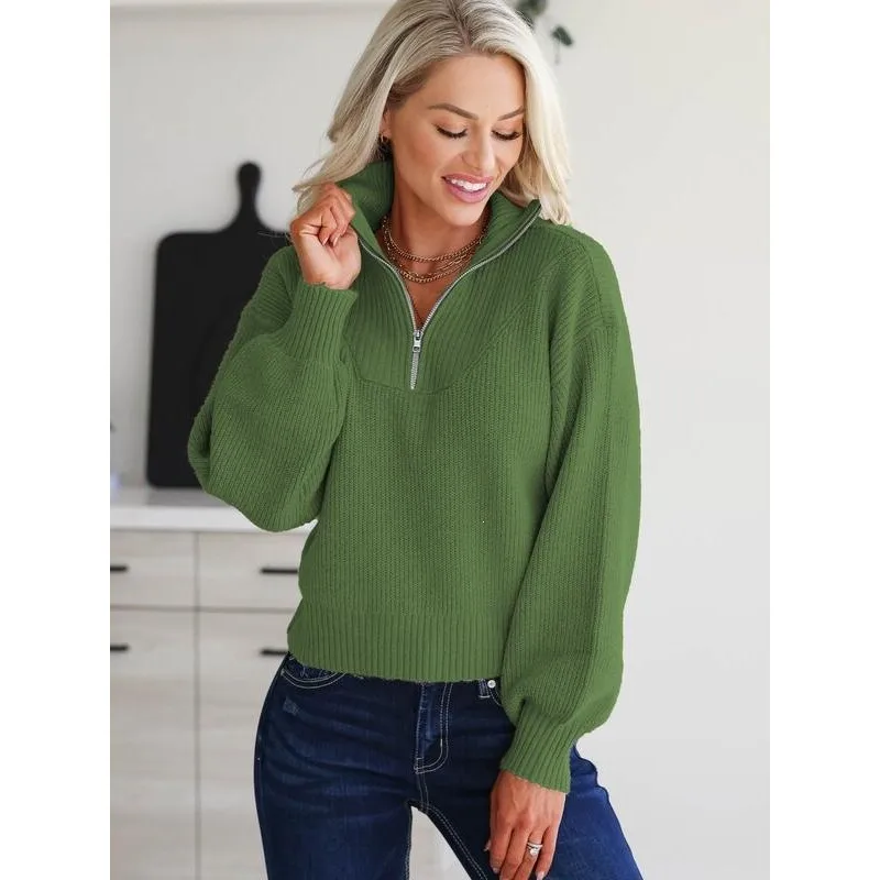 Semi Zip Knit Sweater Women's Fashion Spring 2026 Half Zipper Knitted Top Casual Comfortable Fit Various Colors Available
Semi Zip Knit Sweater Women's Fashion Spring 2026 Half Zipper Knitted Top Casual Comfortable Fit Various Colors Available