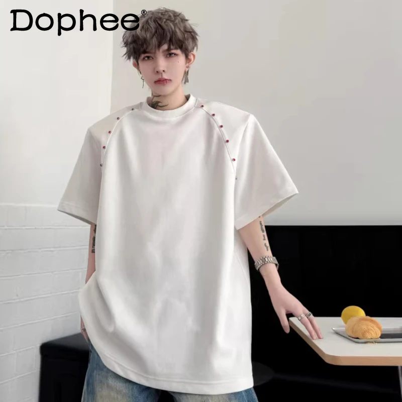 2026 Men's Summer New Short Sleeve T-Shirts Men's Fashion Bead Decoration Design Handsome Tops Solid Color Round Neck Chic Tees
2026 Men's Summer New Short Sleeve T-Shirts Men's Fashion Bead Decoration Design Handsome Tops Solid Color Round Neck Chic Tees