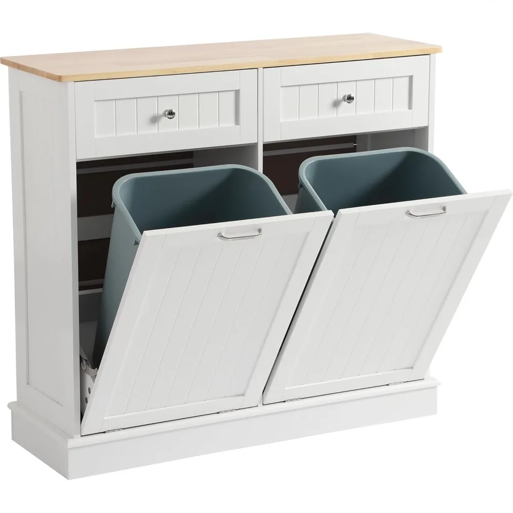 Tilt Out Trash Can Cabinet with Double Hidden Trash Can Holder, Kitchen Recycling Cabinet,Dog Proof Trash Can,Wood (White)
Tilt Out Trash Can Cabinet with Double Hidden Trash Can Holder, Kitchen Recycling Cabinet,Dog Proof Trash Can,Wood (White)