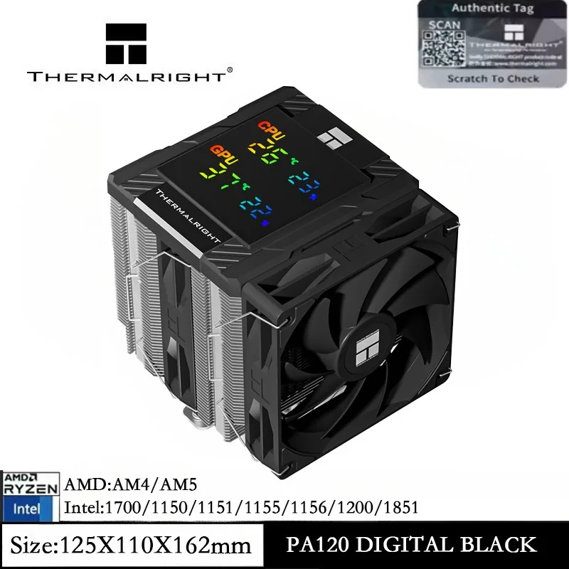 Thermalright Peerless Assassin 120 цифровой черный процессорный кулер 6 тепловых трубок процессорный кулер для AM4/AM5, Intel LGA1700/1851/1150/1151/1200
Thermalright Peerless Assassin 120 цифровой черный процессорный кулер 6 тепловых трубок процессорный кулер для AM4/AM5, Intel LGA1700/1851/1150/1151/1200