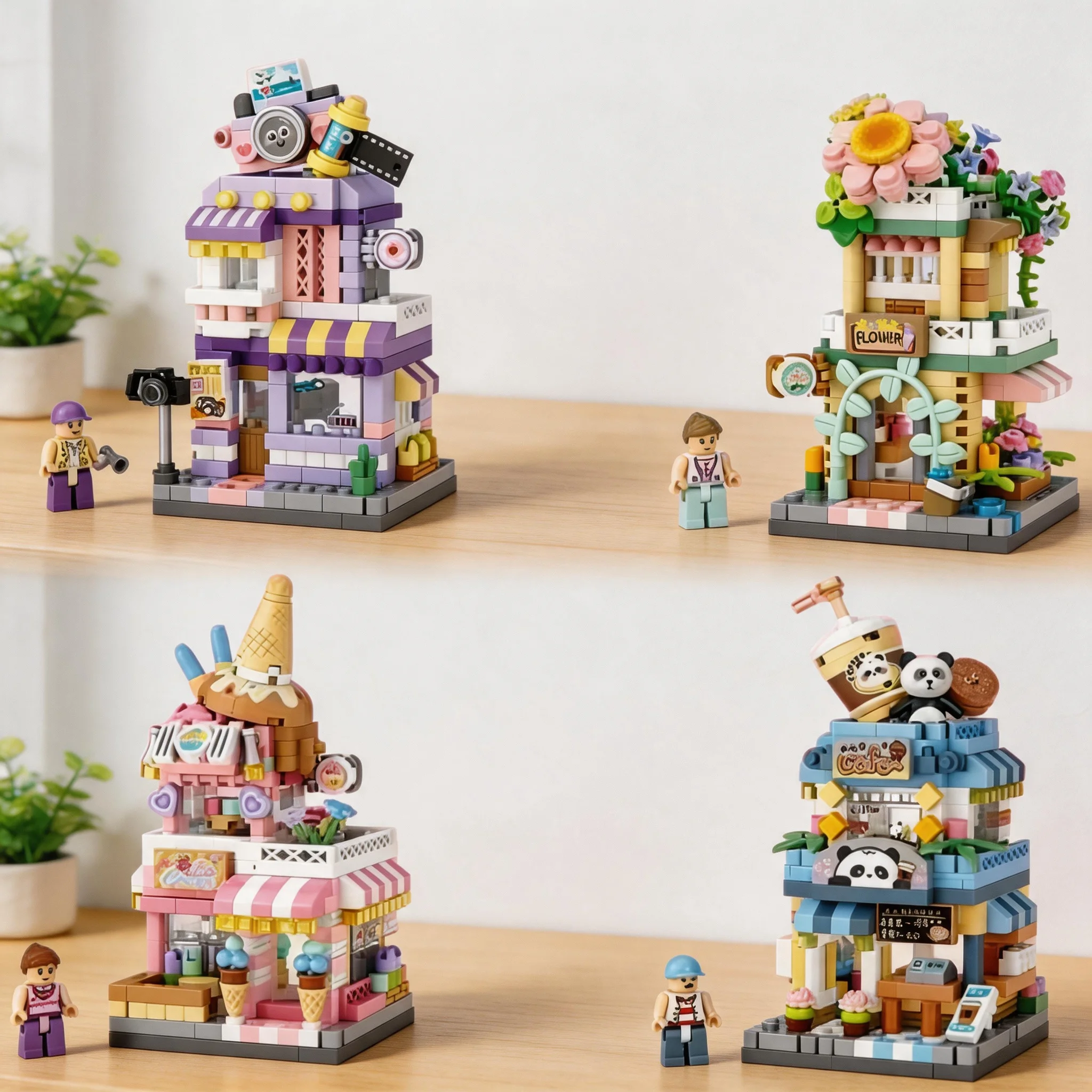 Mini City Street View Building Blocks, Panda Coffee Flower Ice Cream Shop Bricks Set, DIY Kids Girls Birthday Gift Desktop Decor
Mini City Street View Building Blocks, Panda Coffee Flower Ice Cream Shop Bricks Set, DIY Kids Girls Birthday Gift Desktop Decor