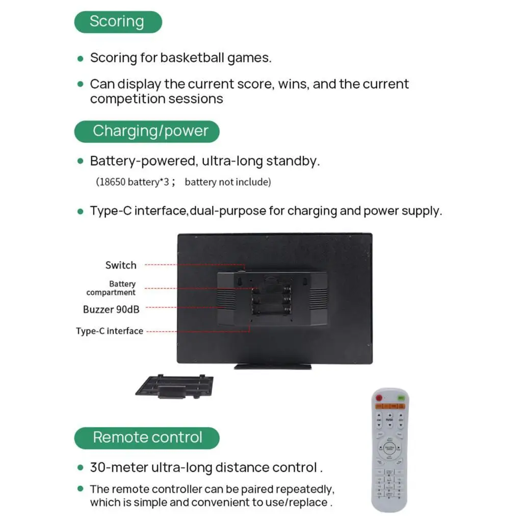 LED Electronic Scoreboard Remote Control Wall Mounted Sports Score Keeper for Indoor Tennis Table Basketball Volleyball
LED Electronic Scoreboard Remote Control Wall Mounted Sports Score Keeper for Indoor Tennis Table Basketball Volleyball