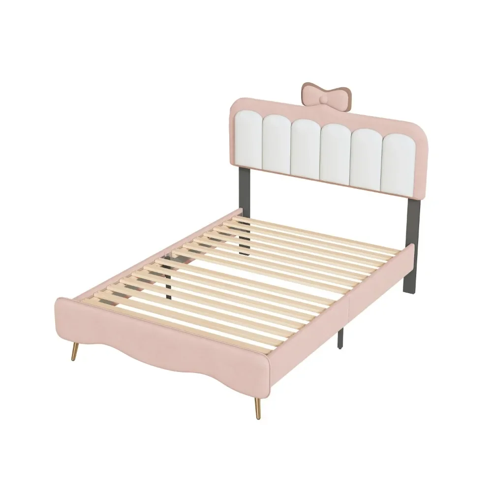 Modern Upholstered Twins Size Platform Beds Frame, Pink Twin Bed Frame for Kids, Cartoon Twin Size Bed with Headboard for Girls
Modern Upholstered Twins Size Platform Beds Frame, Pink Twin Bed Frame for Kids, Cartoon Twin Size Bed with Headboard for Girls