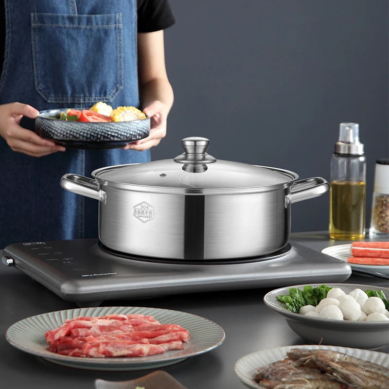 Кастрюля для индукционной плиты, два вкуса, специальная горячая утолщенная кастрюля из нержавеющей стали 304, кастрюля для приготовления супа, пельменей, лапши
Кастрюля для индукционной плиты, два вкуса, специальная горячая утолщенная кастрюля из нержавеющей стали 304, кастрюля для приготовления супа, пельменей, лапши