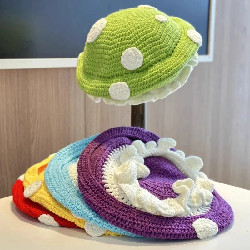 Sweet and Lovely Mushroom Beret Women's Handmade Polka Dot Lace Woolen Hat Autumn and Winter Warm Knitted Hat
Sweet and Lovely Mushroom Beret Women's Handmade Polka Dot Lace Woolen Hat Autumn and Winter Warm Knitted Hat