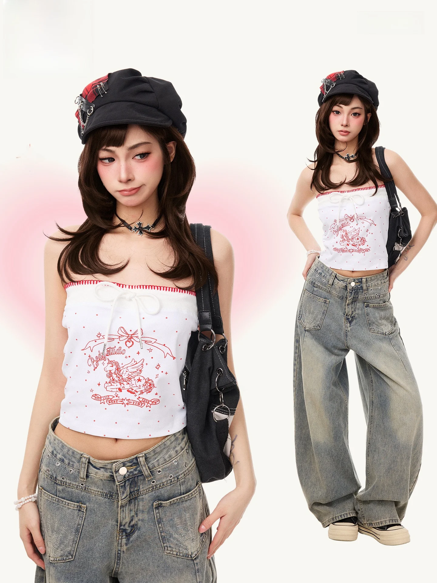 PBB Spicy Girl Unicorn Print Crop Top Women's Knot Color Block Shoulder Baring Y2K Ageless Sleeveless Shirt
PBB Spicy Girl Unicorn Print Crop Top Women's Knot Color Block Shoulder Baring Y2K Ageless Sleeveless Shirt
