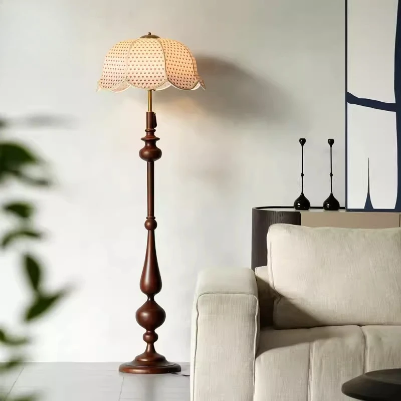 Medieval solid wood floor lamp living room sofa next to bedroom bedside decoration retro light luxury walnut lamp
Medieval solid wood floor lamp living room sofa next to bedroom bedside decoration retro light luxury walnut lamp
