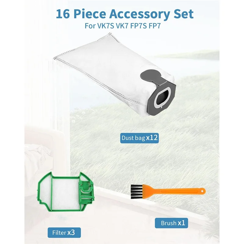 ABBP-Dust Bags Forvorwerk Kobold VK7, VK7S, FP7, FP7S With3 Motor Protection Filters Replacement Parts
ABBP-Dust Bags Forvorwerk Kobold VK7, VK7S, FP7, FP7S With3 Motor Protection Filters Replacement Parts