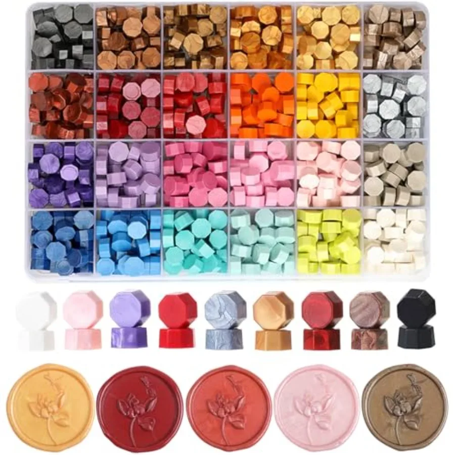 600 Pcs 24 Colors Wax Seal Beads, Assorted Sealing Wax Pellets for Stamp Seals, Perfect for Wedding Invitation, Envelope Seal,
600 Pcs 24 Colors Wax Seal Beads, Assorted Sealing Wax Pellets for Stamp Seals, Perfect for Wedding Invitation, Envelope Seal,
