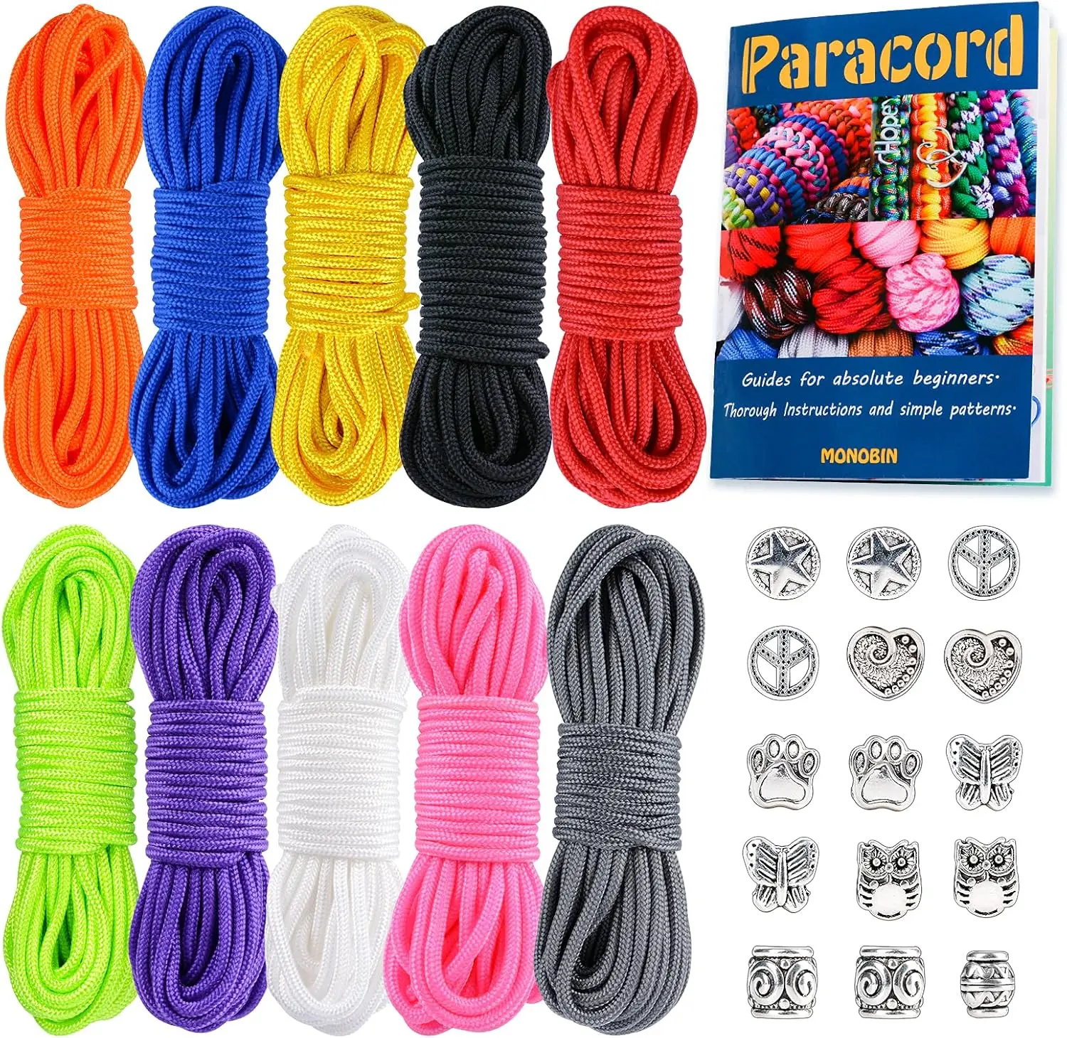 2mm Micro Paracord Kit - 10 Colors, 20FT Each with Instructions & Charms for Bracelets, Lanyards
2mm Micro Paracord Kit - 10 Colors, 20FT Each with Instructions & Charms for Bracelets, Lanyards