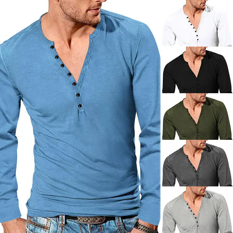 Men's Vintage Long Sleeve V-Neck Slim Fit Color T-Shirt Four Seasons Henry Shirt Fashionable Casual Top Polyester Fiber
Men's Vintage Long Sleeve V-Neck Slim Fit Color T-Shirt Four Seasons Henry Shirt Fashionable Casual Top Polyester Fiber