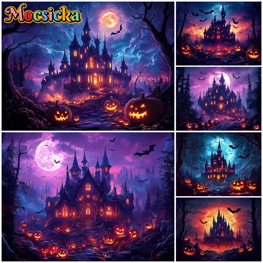 Mocsicka Halloween Purple Castle Photo Background Night Terror Forest Tree Bat Jack-O-Lanterns Party Decors Photography Backdrop 
Mocsicka Halloween Purple Castle Photo Background Night Terror Forest Tree Bat Jack-O-Lanterns Party Decors Photography Backdrop
