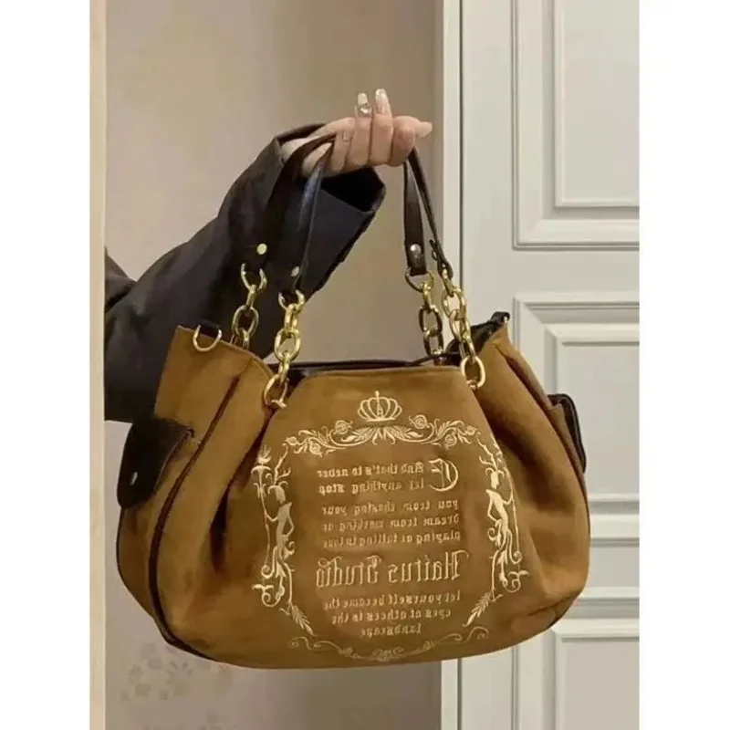 Y2K женская розовая винтажная готическая сумка-тоут, эстетичная большая вместительная сумка с вышивкой букв в стиле ретро, женские дорожные сумки на плечо с цепочкой в стиле гранж 
Y2K женская розовая винтажная готическая сумка-тоут, эстетичная большая вместительная сумка с вышивкой букв в стиле ретро, женские дорожные сумки на плечо с цепочкой в стиле гранж