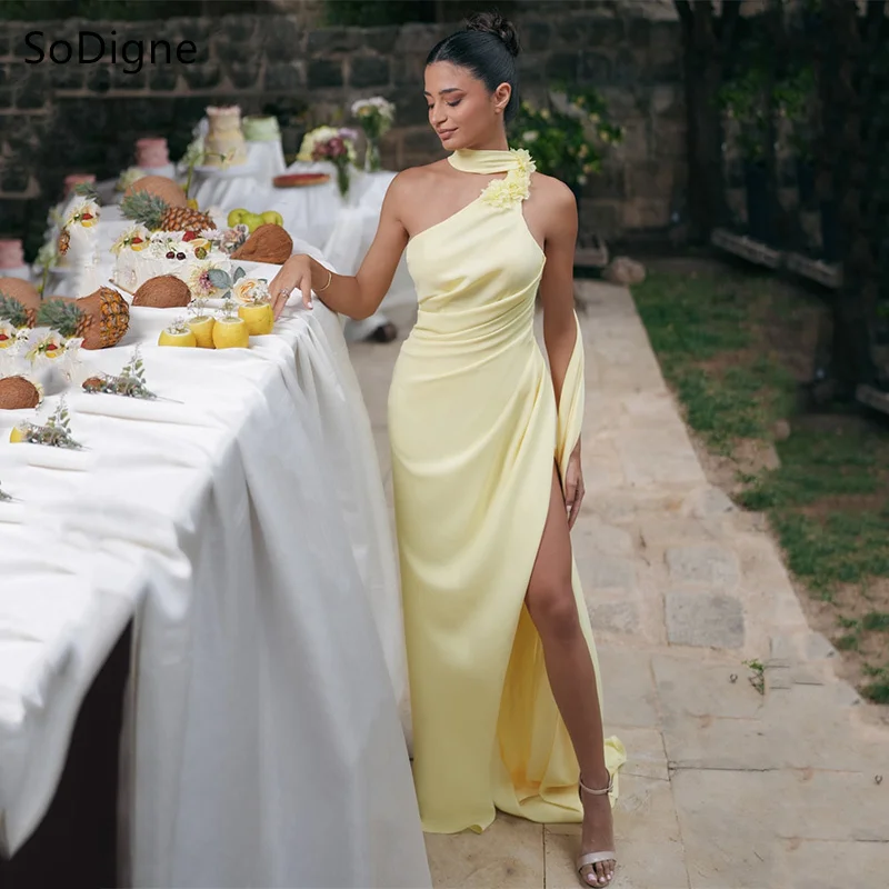 SoDigne Bright Yellow Prom Gowns Halter Sleeveless Graduation Dresses Side Silt Tailing Large Gatherings Cocktail Party Dresses
SoDigne Bright Yellow Prom Gowns Halter Sleeveless Graduation Dresses Side Silt Tailing Large Gatherings Cocktail Party Dresses