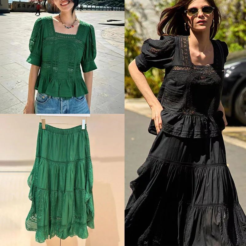 Withered Summer 2026 Arch Decoration Lace Ruffle Edge Slit Large Skirt Half Skirt Square Collar Top New Two Piece Set Women's
Withered Summer 2026 Arch Decoration Lace Ruffle Edge Slit Large Skirt Half Skirt Square Collar Top New Two Piece Set Women's